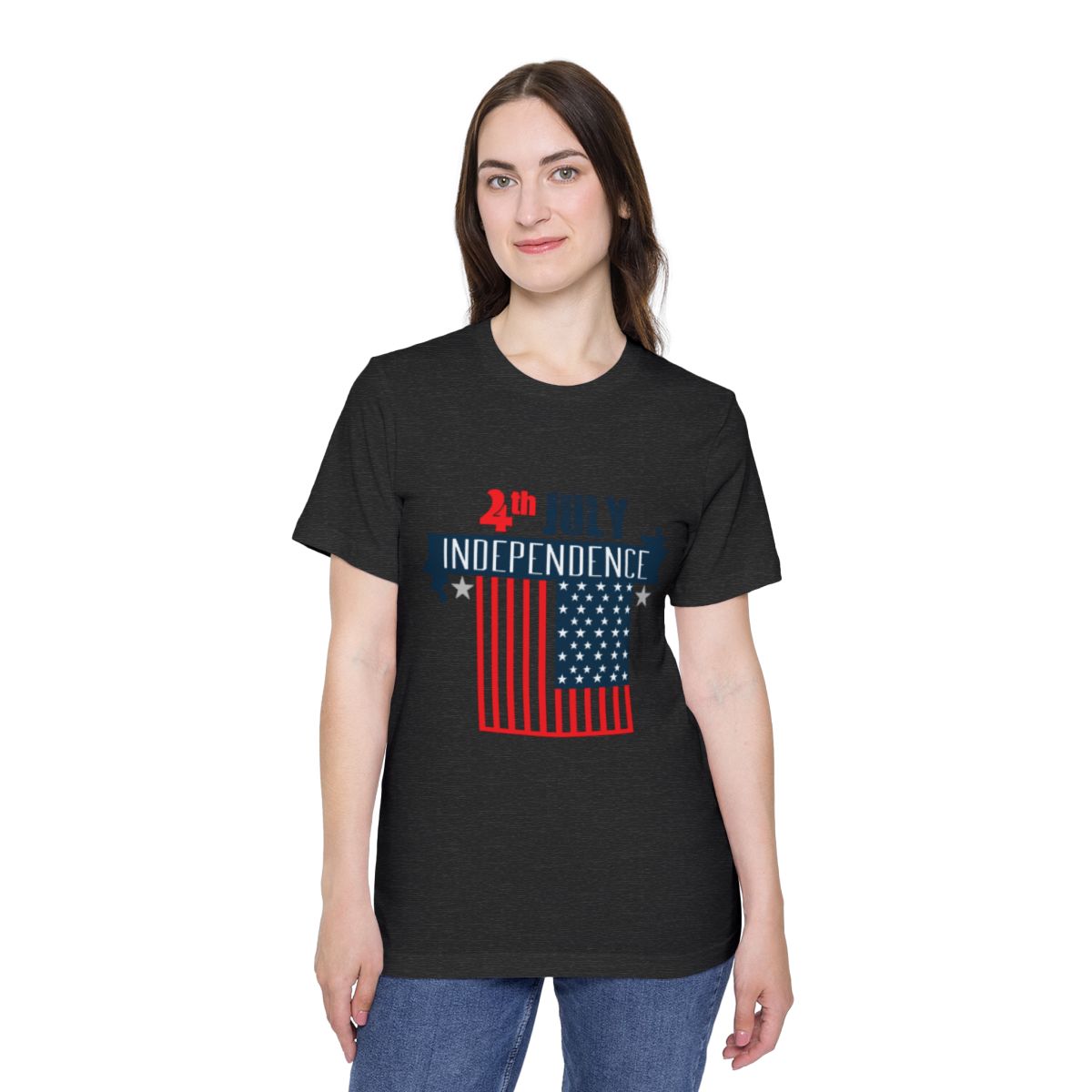 Color: Dark Grey Heather | Size: XS | Product: 4th of July Rabbit Photorealistic T-Shirt | Category: Unisex