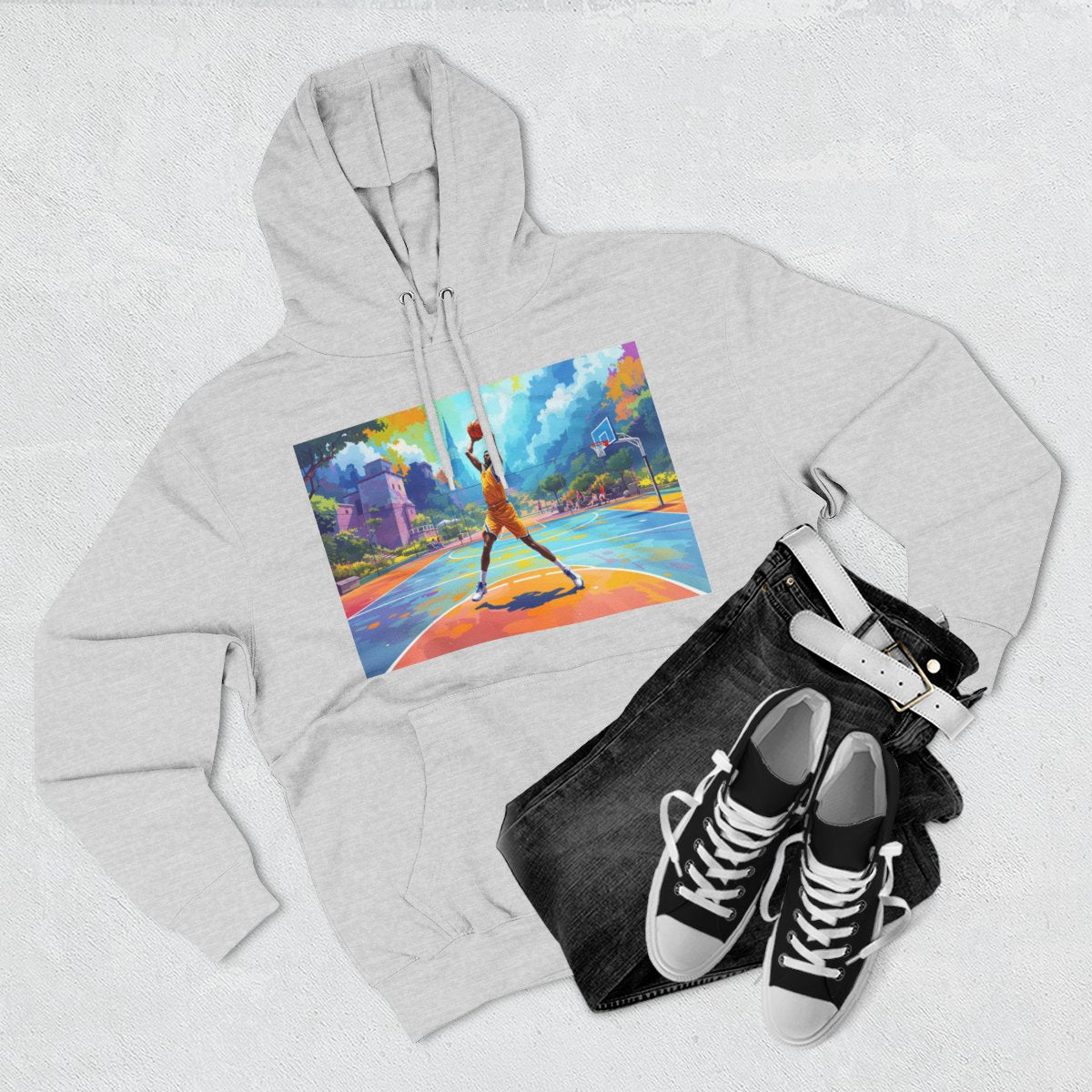 Color: Heather Grey | Size: S | Product: Basketball Action Dynamic Hoodie | Category: Unisex