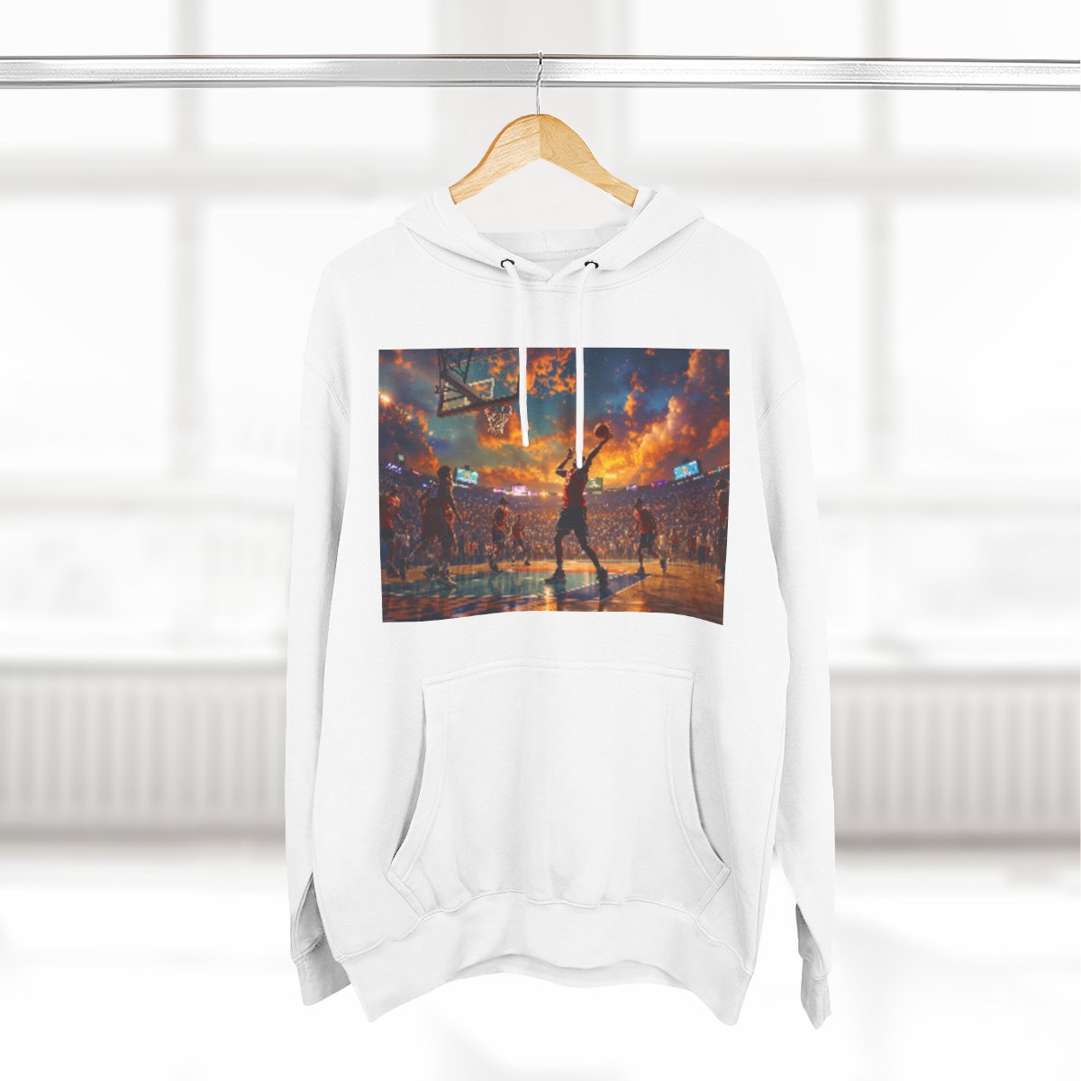 Color: White | Size: S | Product: Basketball Game Vibrant Hoodie | Category: Unisex