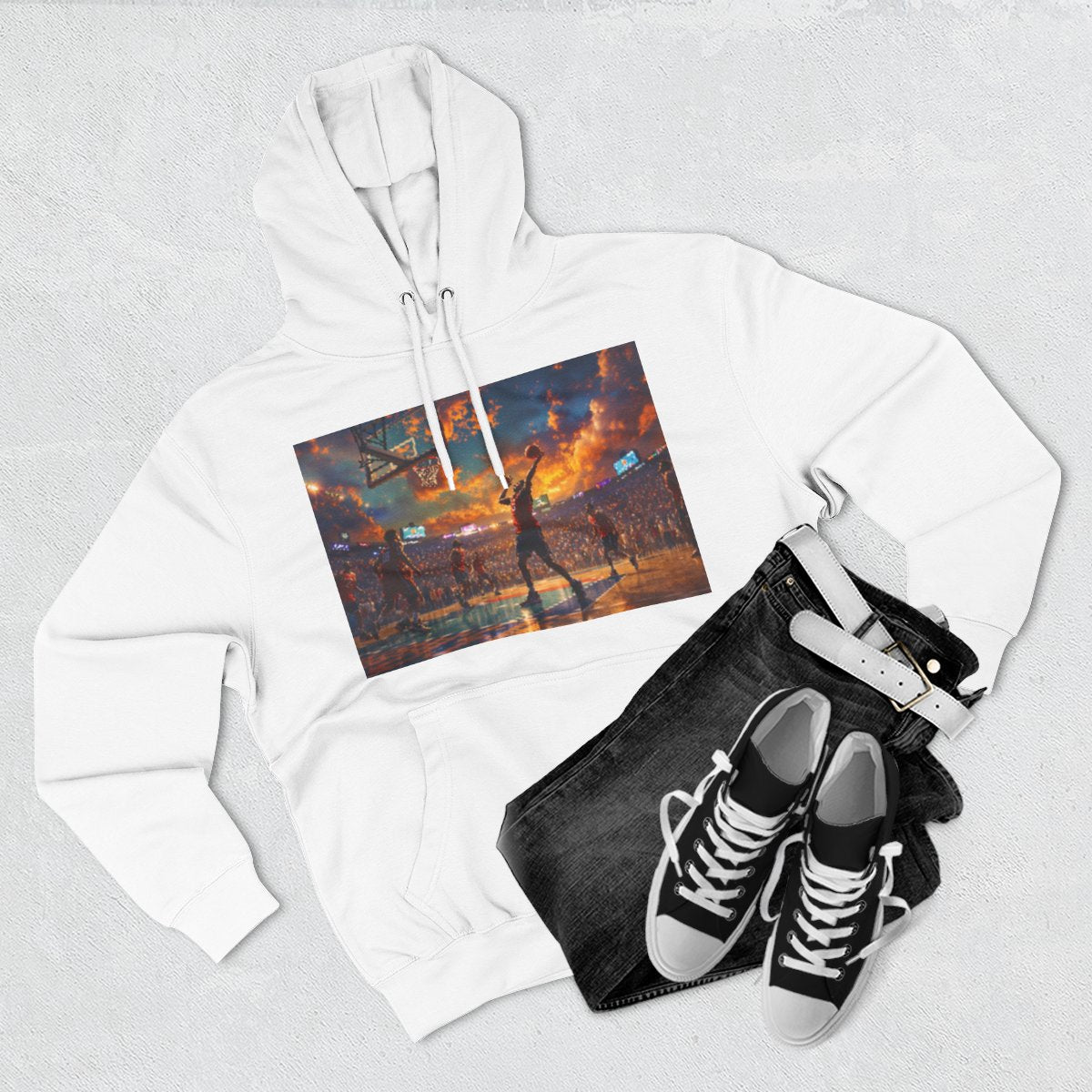 Color: White | Size: S | Product: Basketball Game Vibrant Hoodie | Category: Unisex