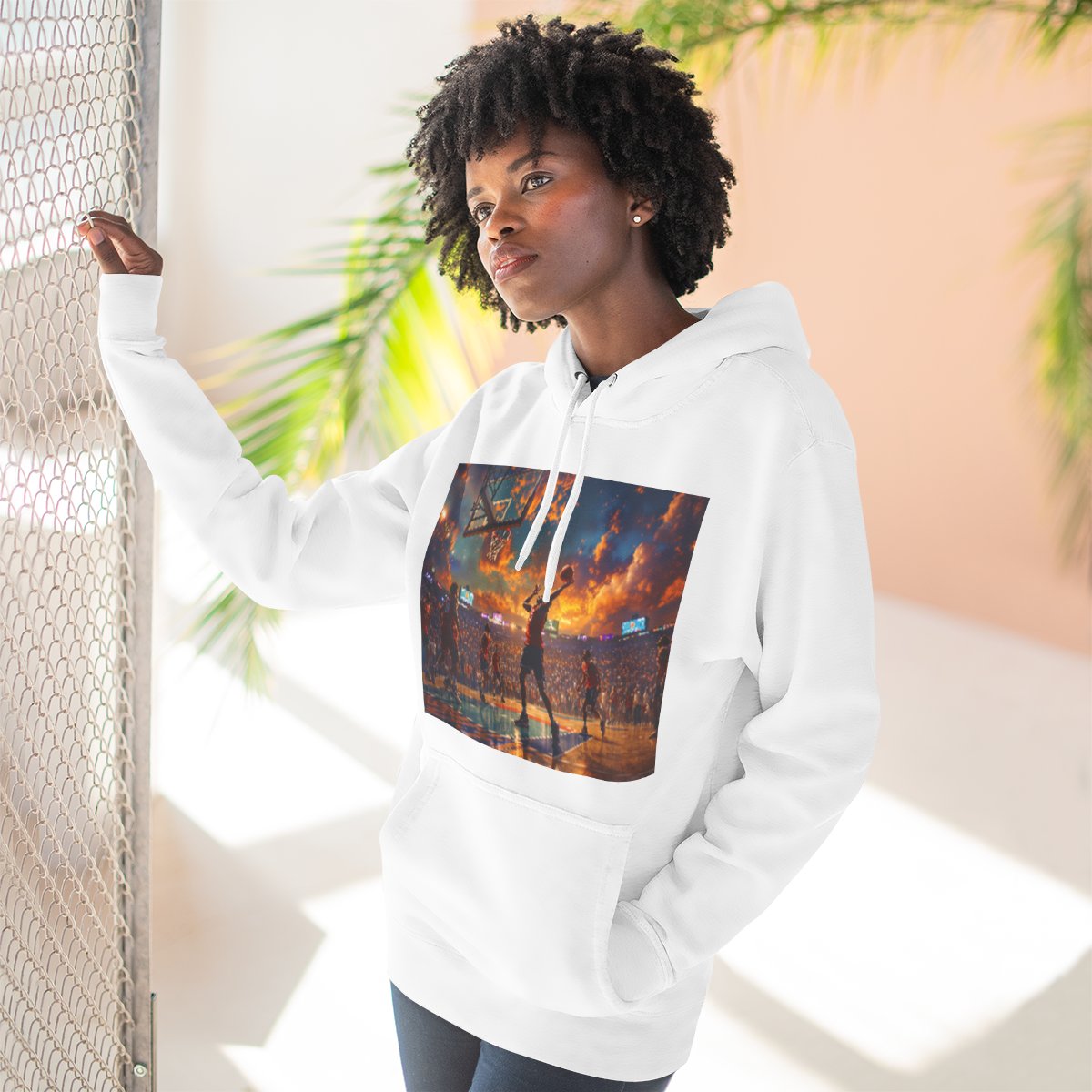 Color: White | Size: S | Product: Basketball Game Vibrant Hoodie | Category: Unisex