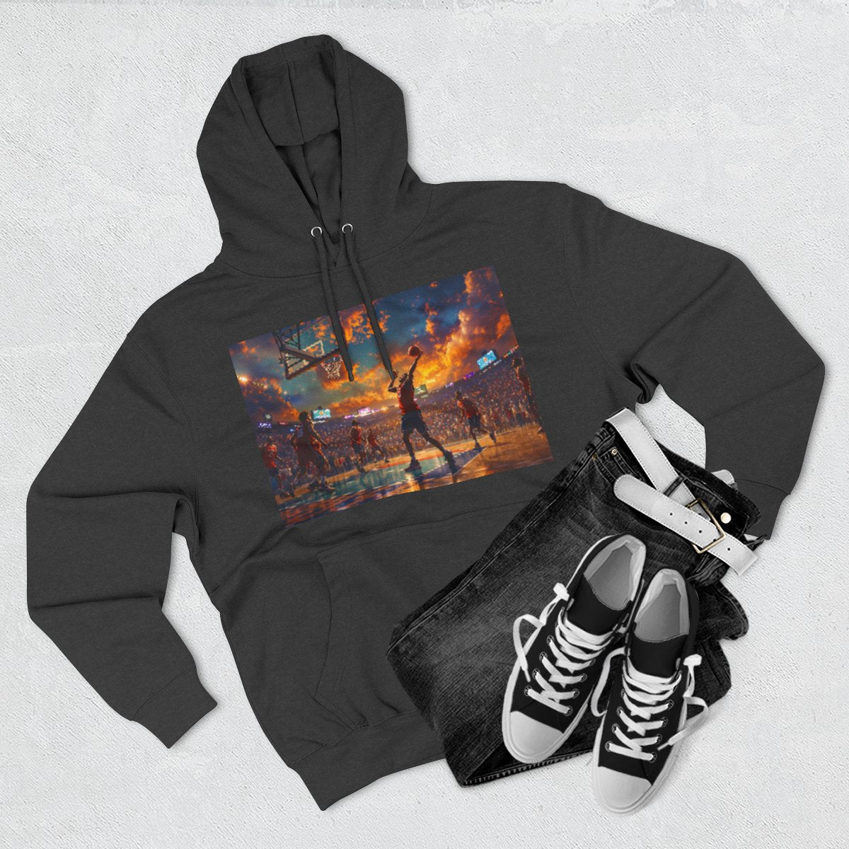 Color: Charcoal Heather | Size: S | Product: Basketball Game Vibrant Hoodie | Category: Unisex