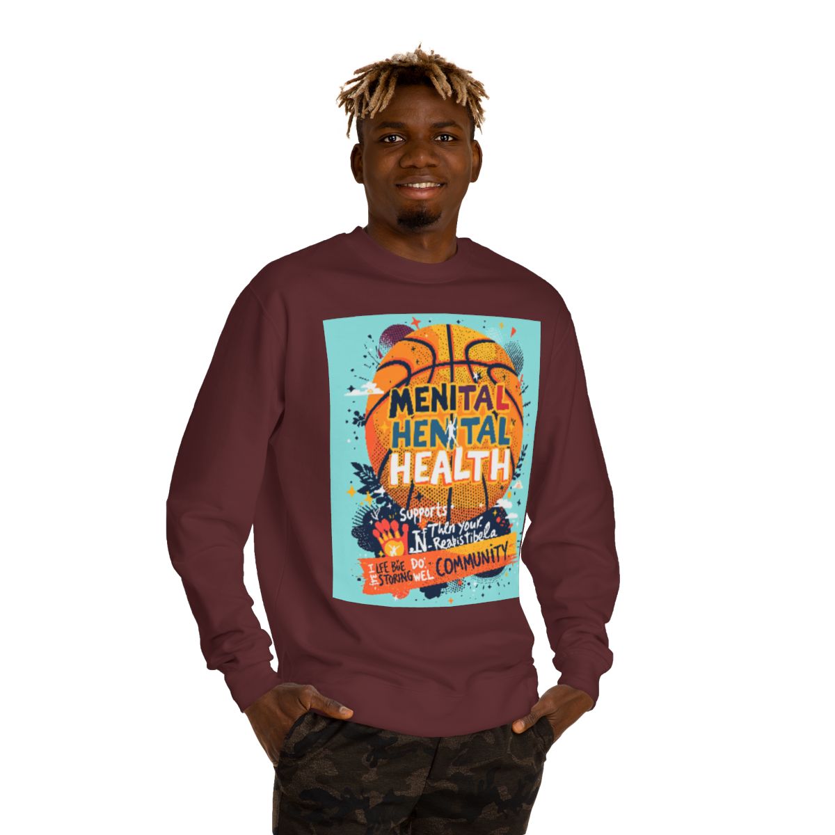 Color: Maroon | Size: XS | Product: Basketball Mental Health Awareness Crewneck | Category: Unisex
