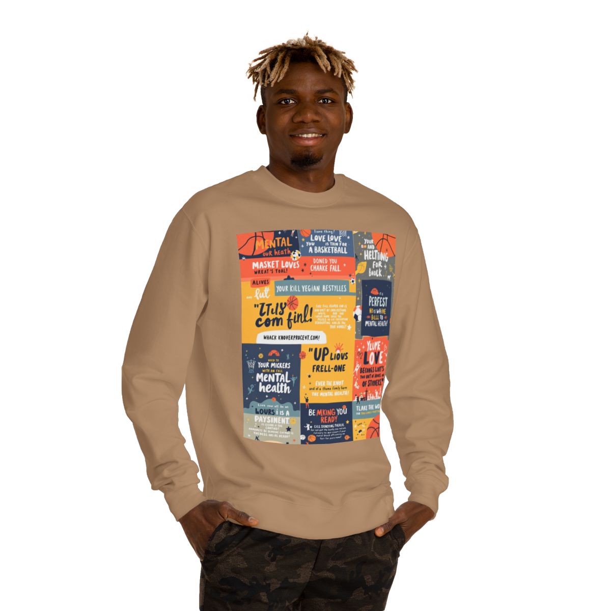 Color: Sandstone | Size: XS | Product: Basketball Mental Health Inspirational Crewneck | Category: Unisex