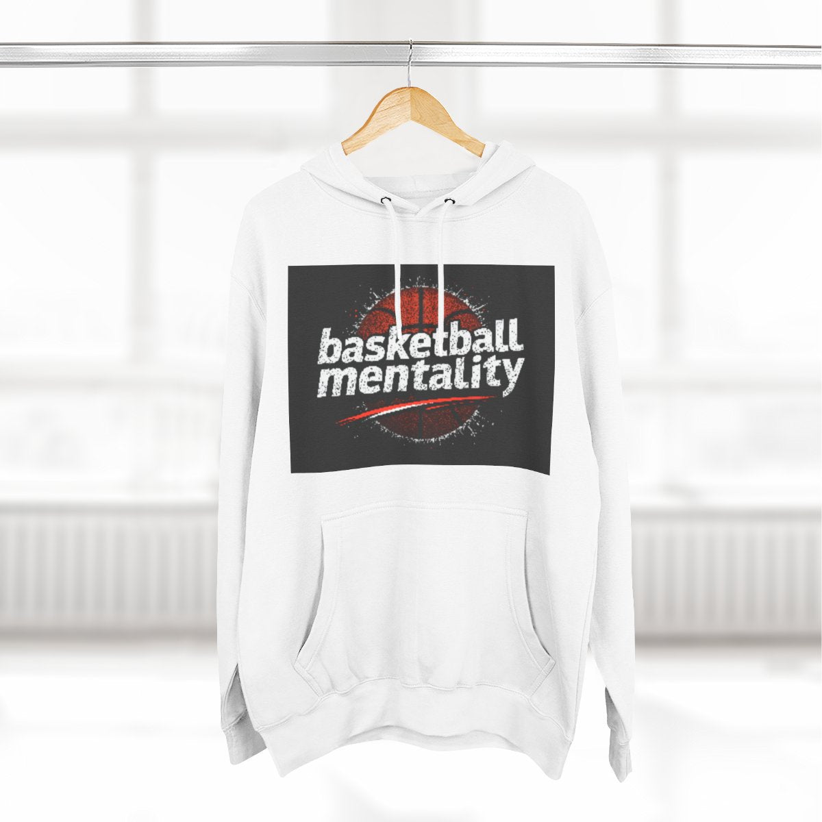 Color: White | Size: S | Product: Basketball Mentality Bold Graphic Hoodie | Category: Unisex