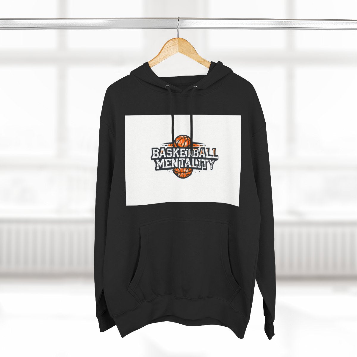 Color: Black | Size: S | Product: Basketball Mentality Typography Hoodie | Category: Unisex