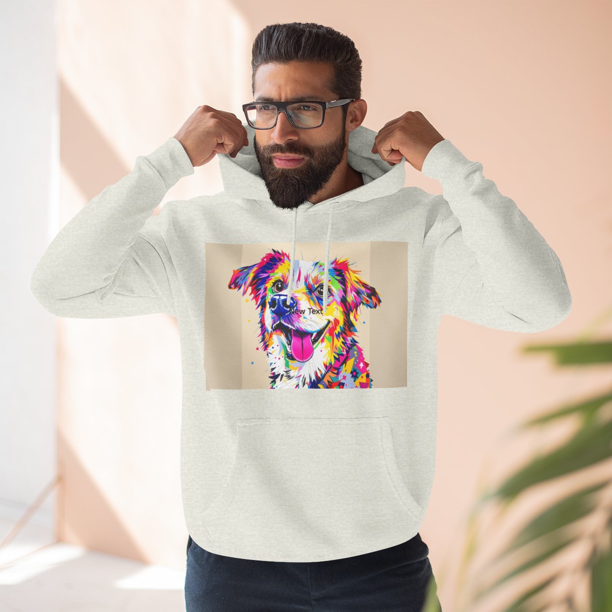 Color: Oatmeal Heather | Size: S | Product: Charming Dog Abstract Hoodie | Category: Unisex