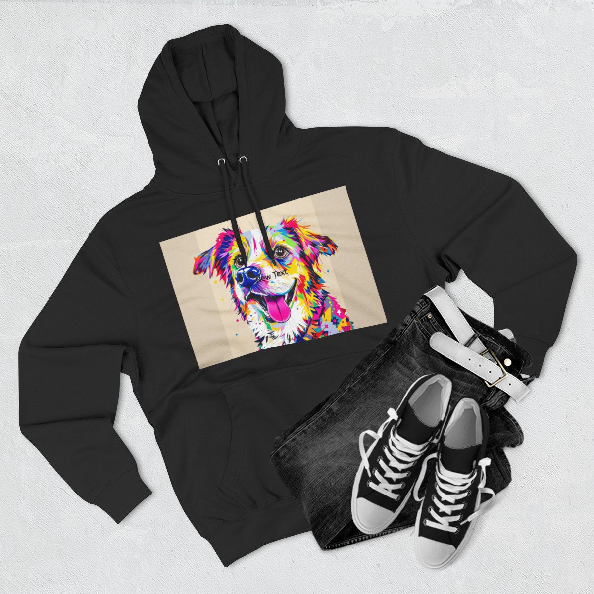 Color: Black | Size: S | Product: Charming Dog Abstract Hoodie | Category: Unisex