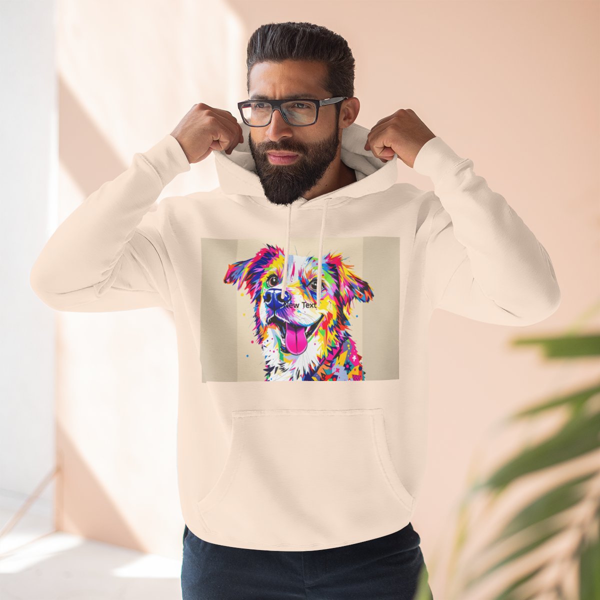 Color: Pale Pink | Size: S | Product: Charming Dog Abstract Hoodie | Category: Unisex