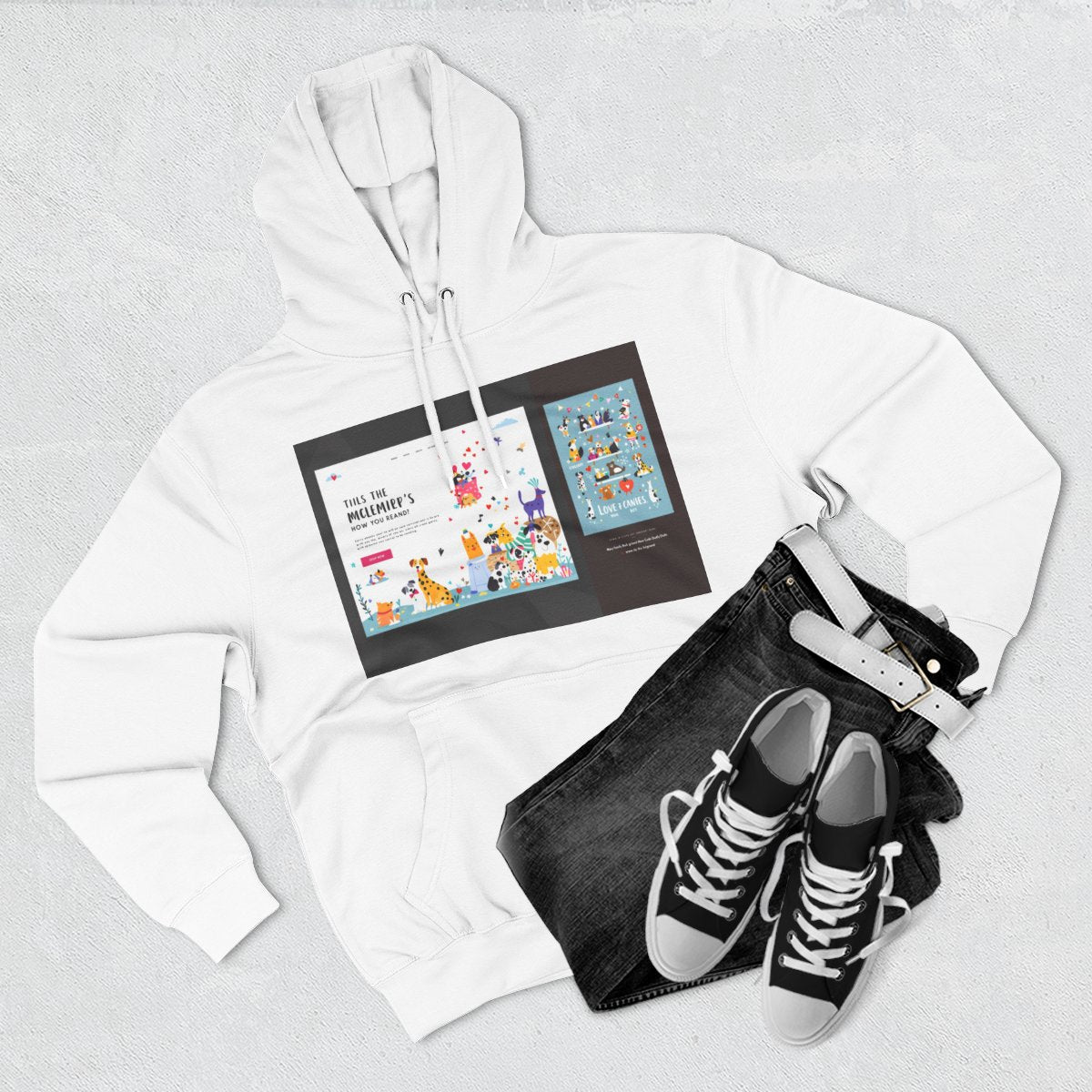 Color: White | Size: S | Product: Charming Dog Artistic Hoodie | Category: Unisex