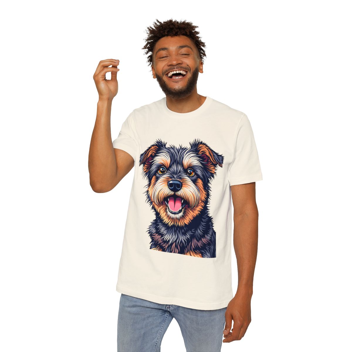 Color: Natural | Size: XS | Product: Charming Dog Artistic T-Shirt | Category: Unisex