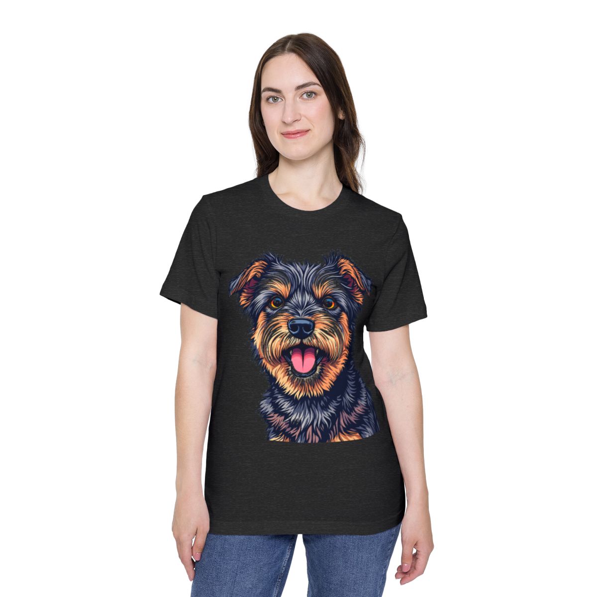 Color: Dark Grey Heather | Size: XS | Product: Charming Dog Artistic T-Shirt | Category: Unisex