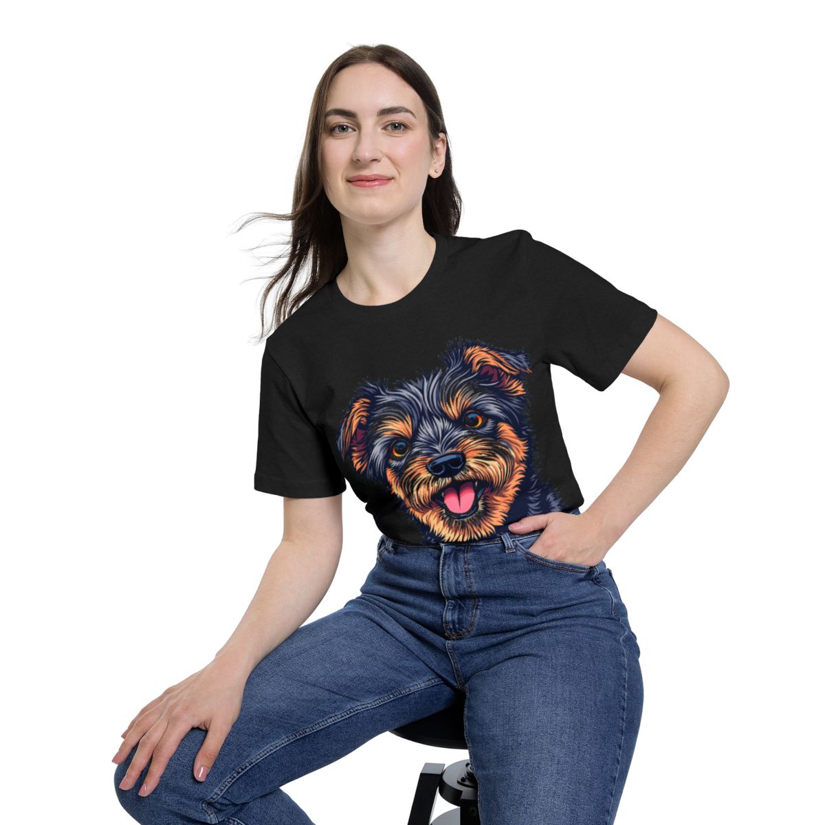 Color: Solid Black Blend | Size: XS | Product: Charming Dog Artistic T-Shirt | Category: Unisex