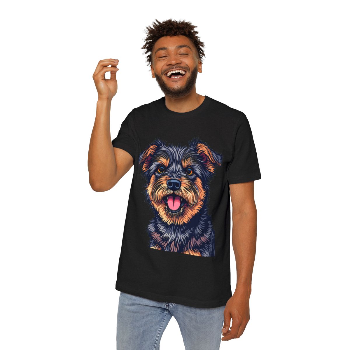 Color: Solid Black Blend | Size: XS | Product: Charming Dog Artistic T-Shirt | Category: Unisex