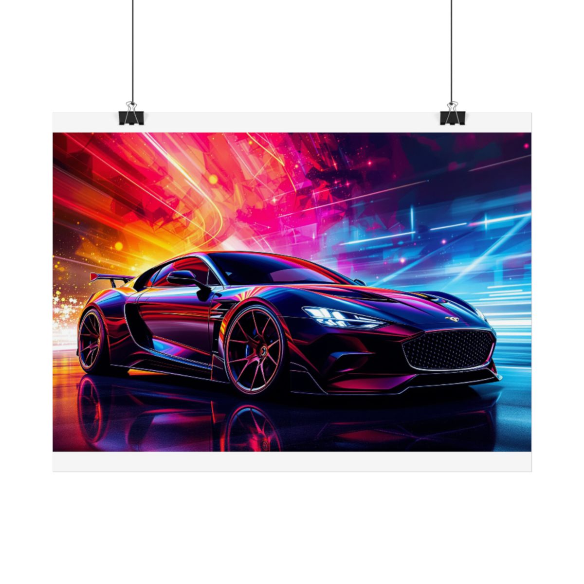 Size: 16″ x 12″ (Horizontal) | Product: Cool Car High Contrast Poster | Category: Unisex