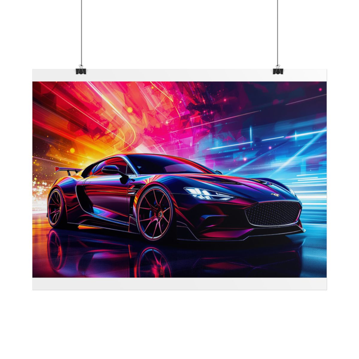 Size: 24″ x 18″ (Horizontal) | Product: Cool Car High Contrast Poster | Category: Unisex
