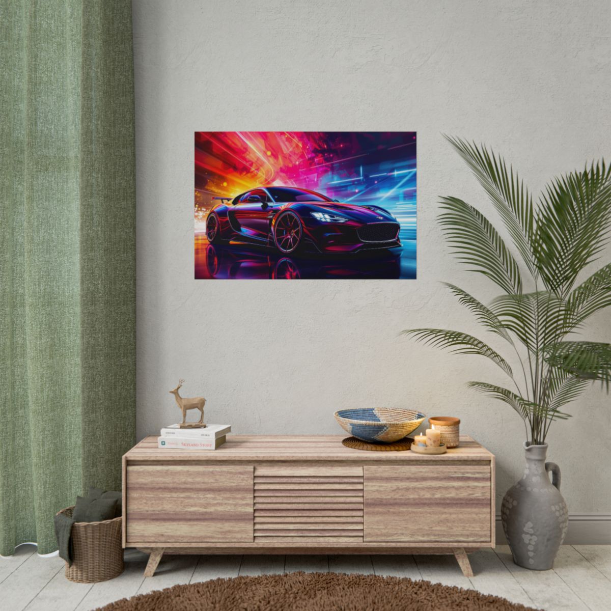 Size: 36" x 24" (Horizontal) | Product: Cool Car High Contrast Poster | Category: Unisex