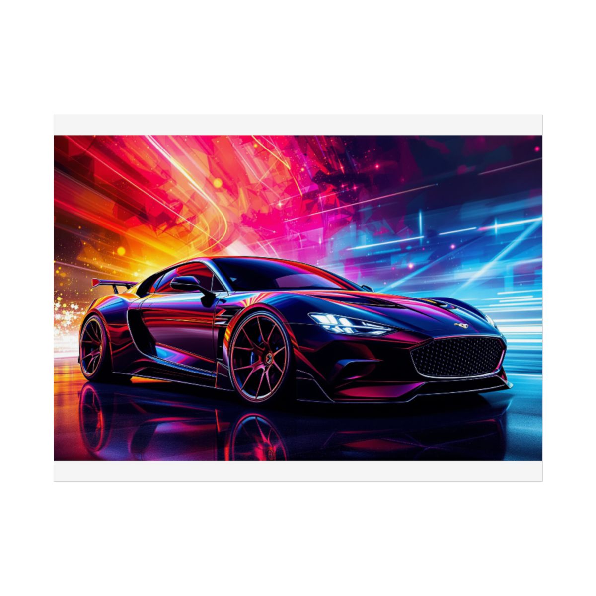 Size: 16″ x 12″ (Horizontal) | Product: Cool Car High Contrast Poster | Category: Unisex