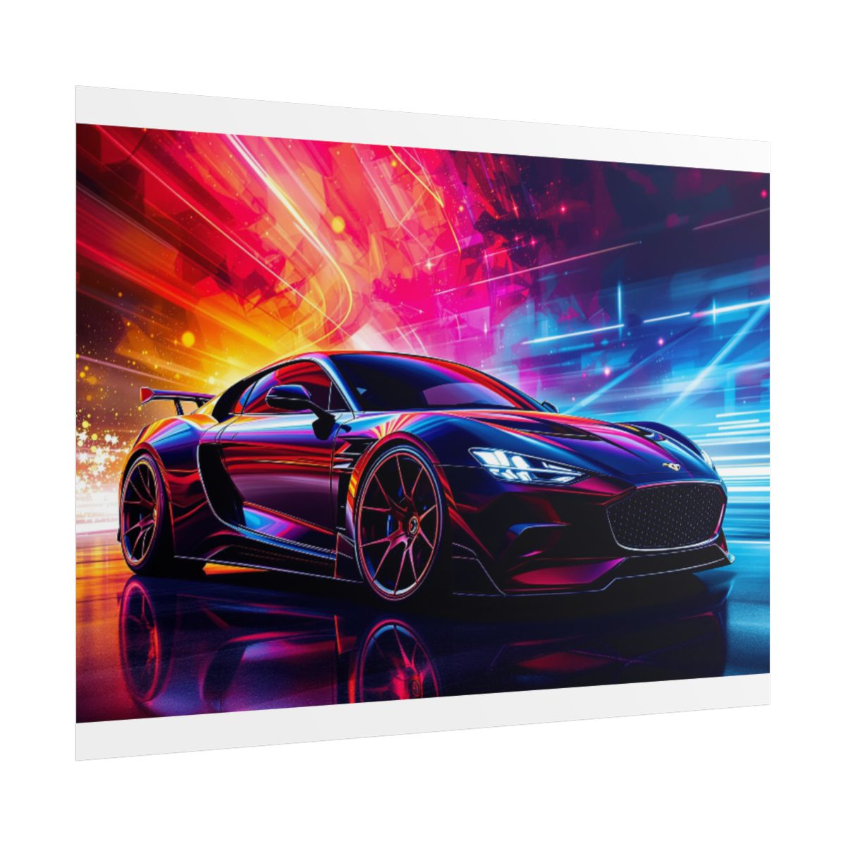 Size: 16″ x 12″ (Horizontal) | Product: Cool Car High Contrast Poster | Category: Unisex