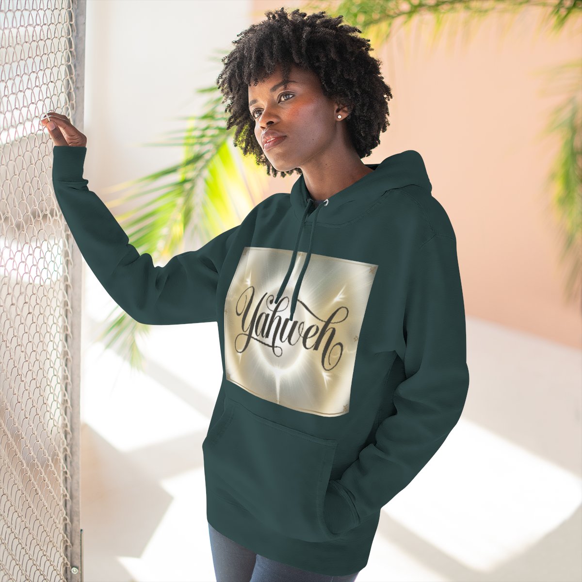 Color: Sports Green | Size: S | Product: Divine Yahweh Typography Hoodie | Category: Unisex