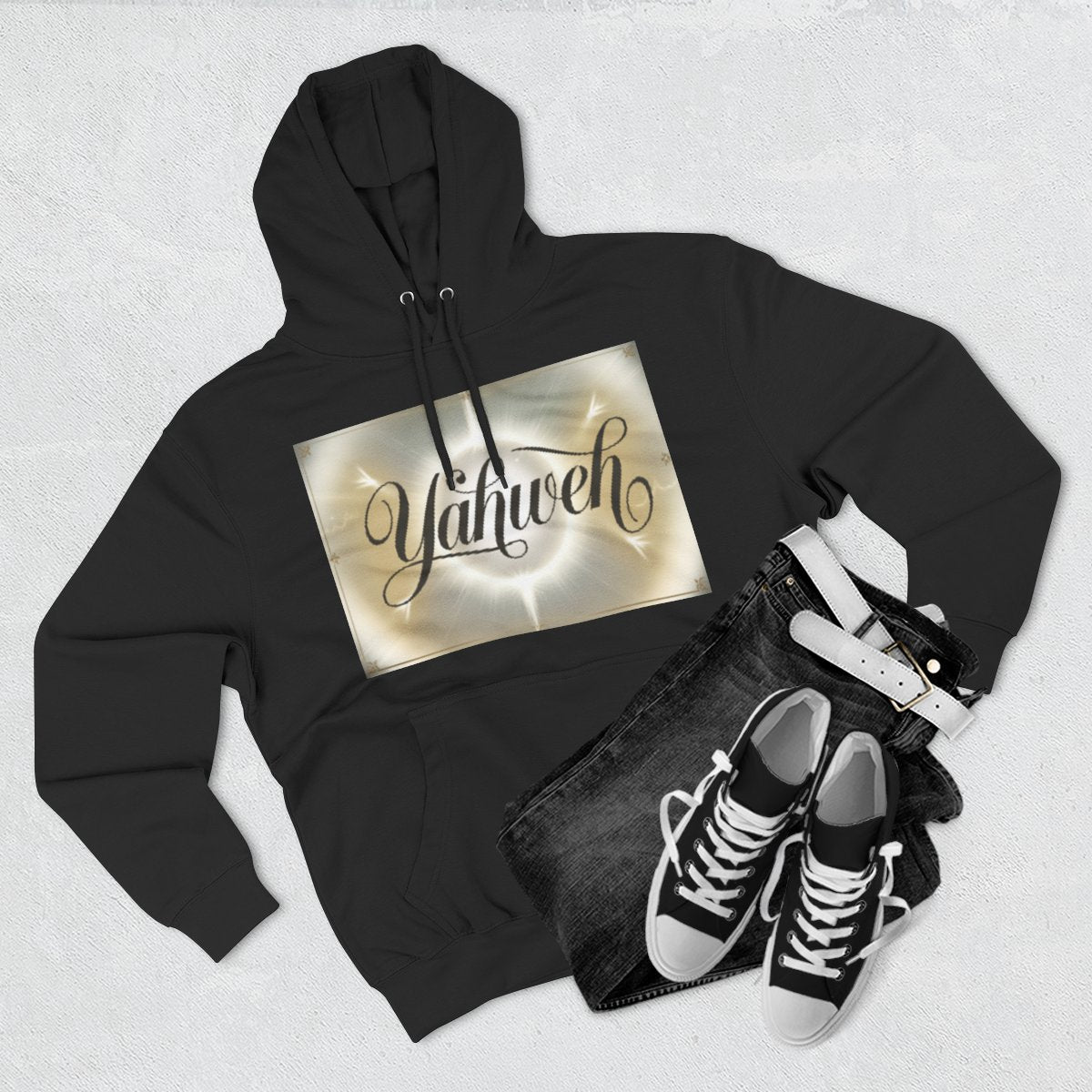 Color: Black | Size: S | Product: Divine Yahweh Typography Hoodie | Category: Unisex