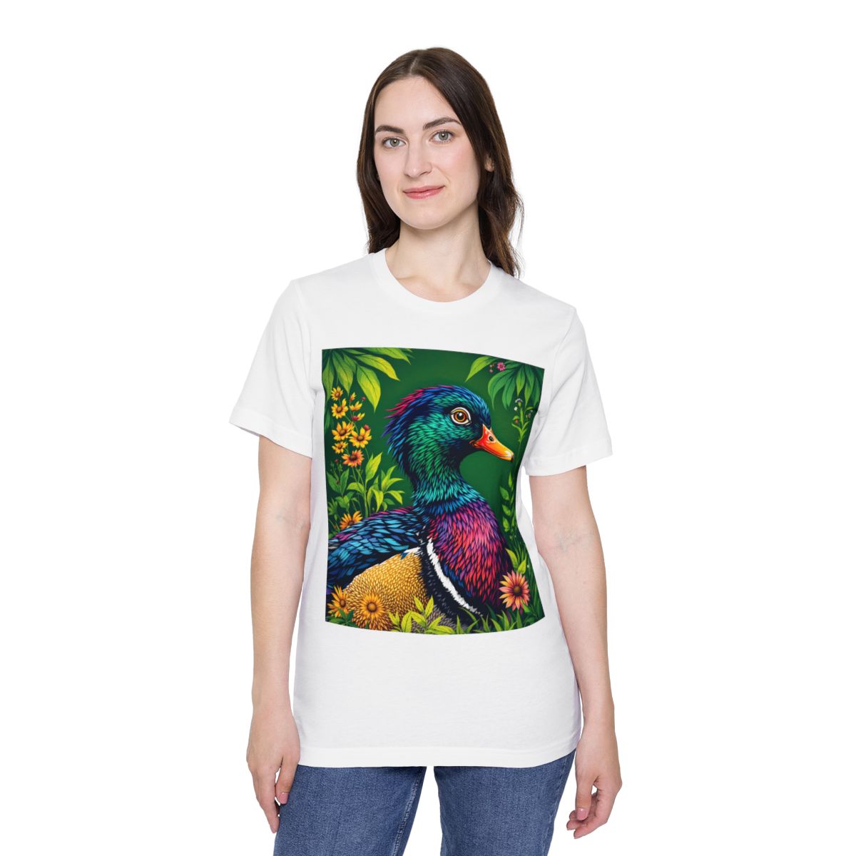 Color: White | Size: XS | Product: Duck Illustration Graphic T-Shirt | Category: Unisex