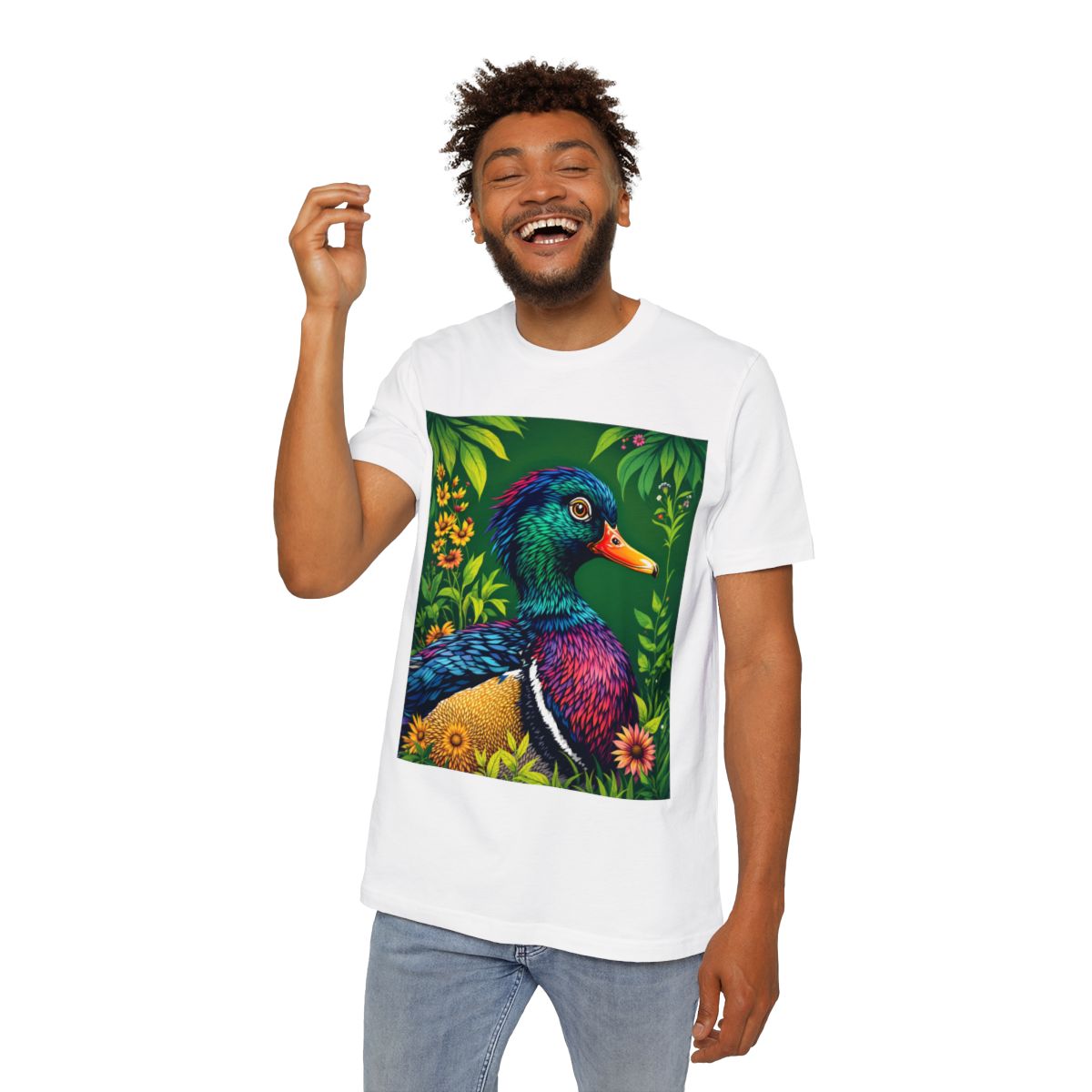 Color: White | Size: XS | Product: Duck Illustration Graphic T-Shirt | Category: Unisex