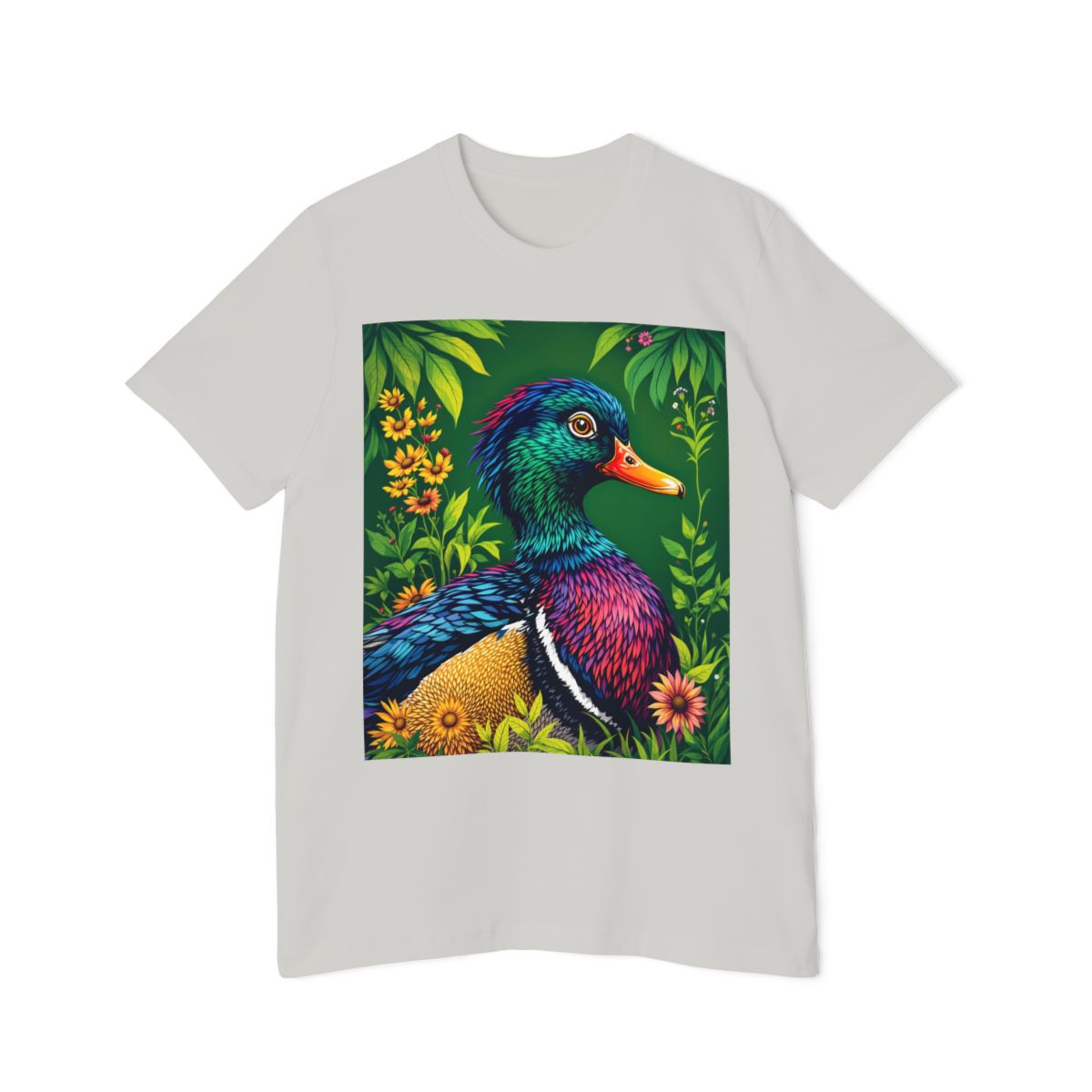 Color: Silver | Size: XS | Product: Duck Illustration Graphic T-Shirt | Category: Unisex