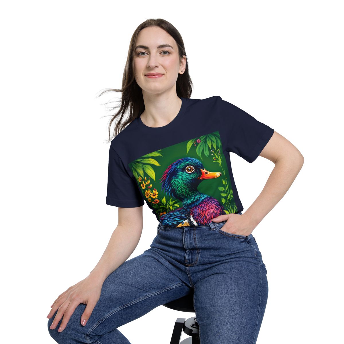 Color: Navy | Size: XS | Product: Duck Illustration Graphic T-Shirt | Category: Unisex
