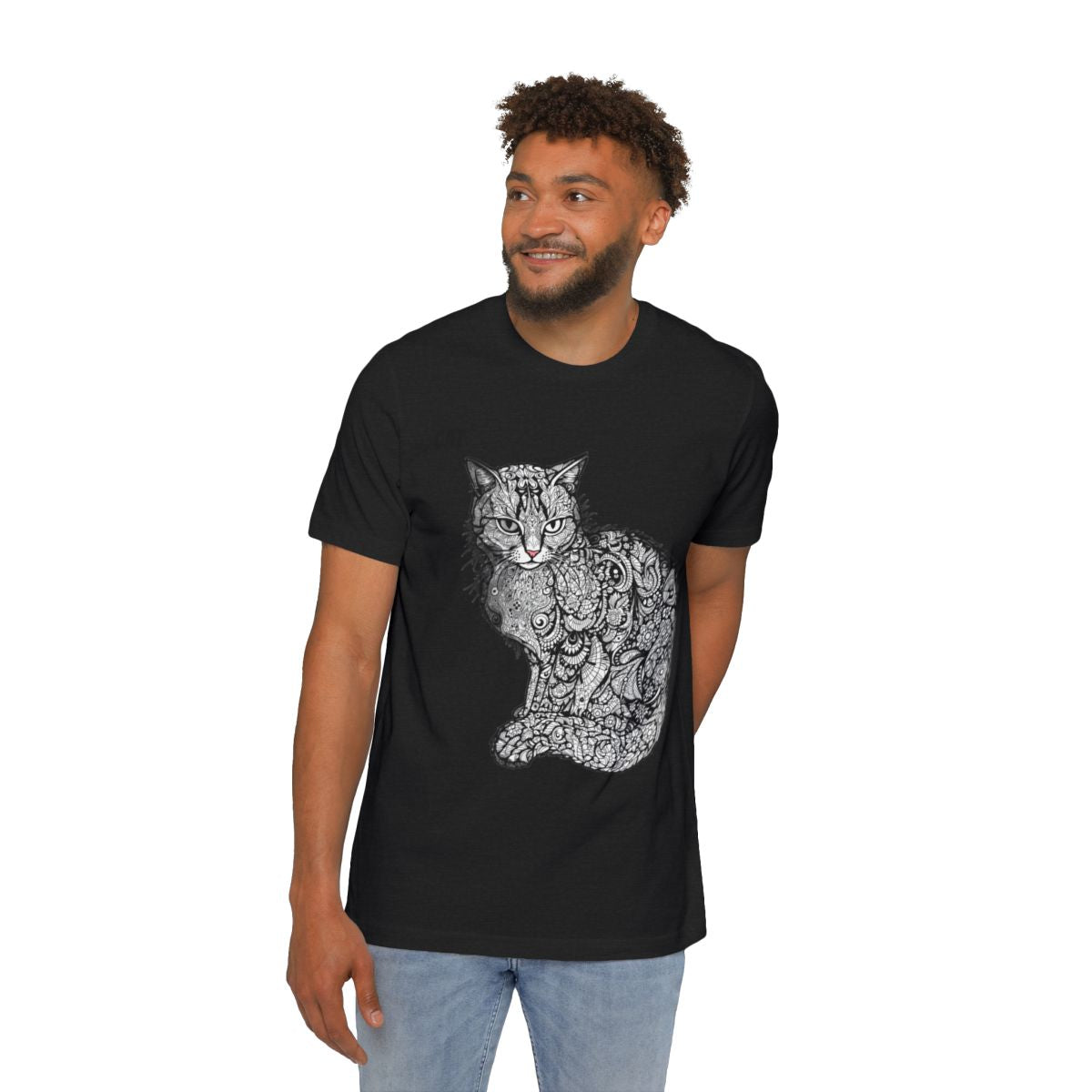 Color: Solid Black Blend | Size: XS | Product: Elegant Cat Artistic T-Shirt | Category: Unisex