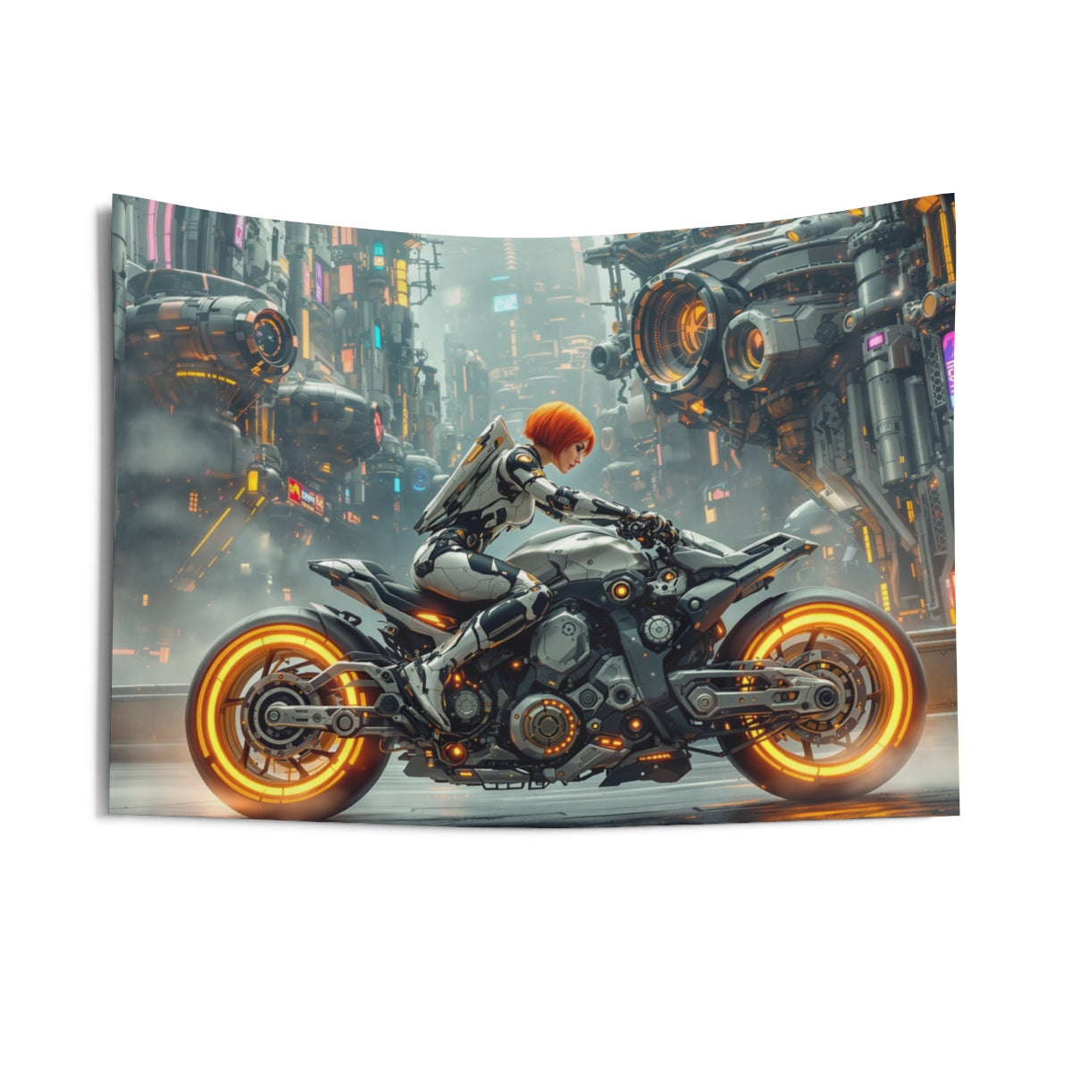 Size: 36" × 26" | Product: Futuristic Cityscape Sci-fi Wall Tapestry | Category: Unisex