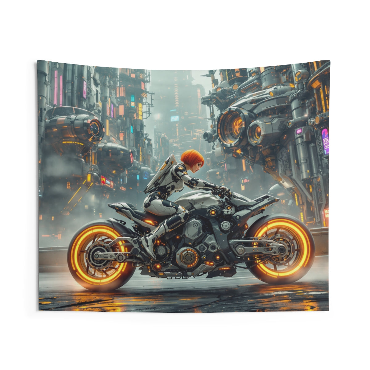 Size: 60" × 50" | Product: Futuristic Cityscape Sci-fi Wall Tapestry | Category: Unisex