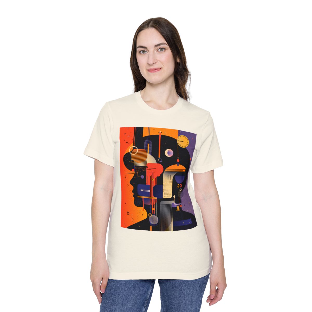 Color: Natural | Size: XS | Product: Graphic Composition Artistic T-Shirt | Category: Unisex