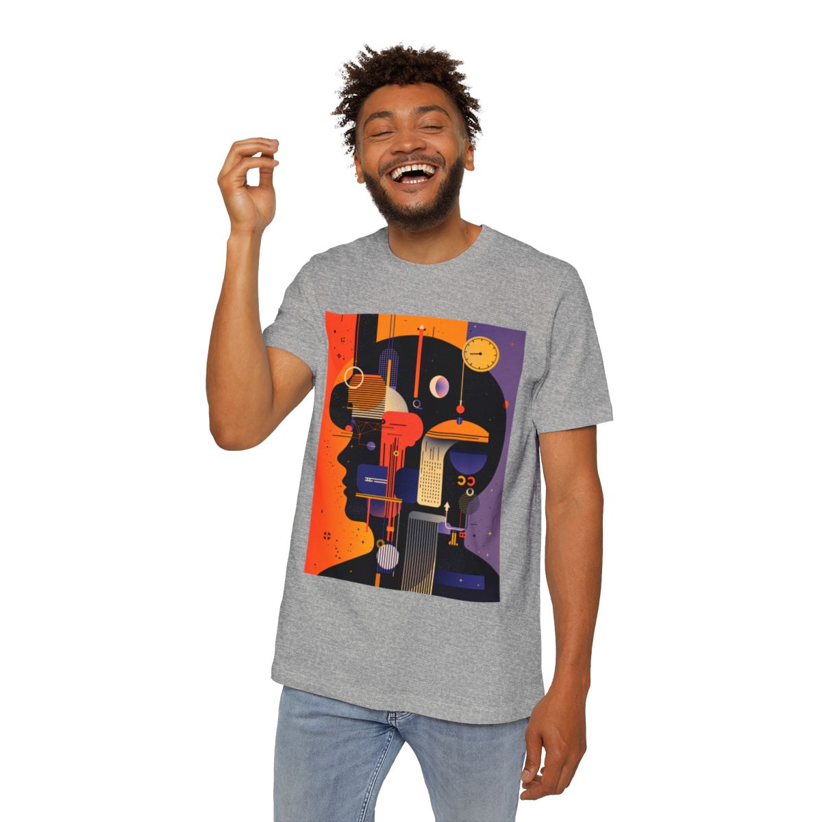 Color: Athletic Heather | Size: XS | Product: Graphic Composition Artistic T-Shirt | Category: Unisex