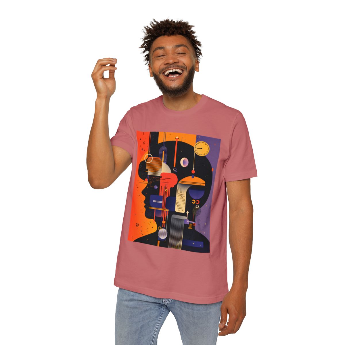 Color: Mauve | Size: XS | Product: Graphic Composition Artistic T-Shirt | Category: Unisex