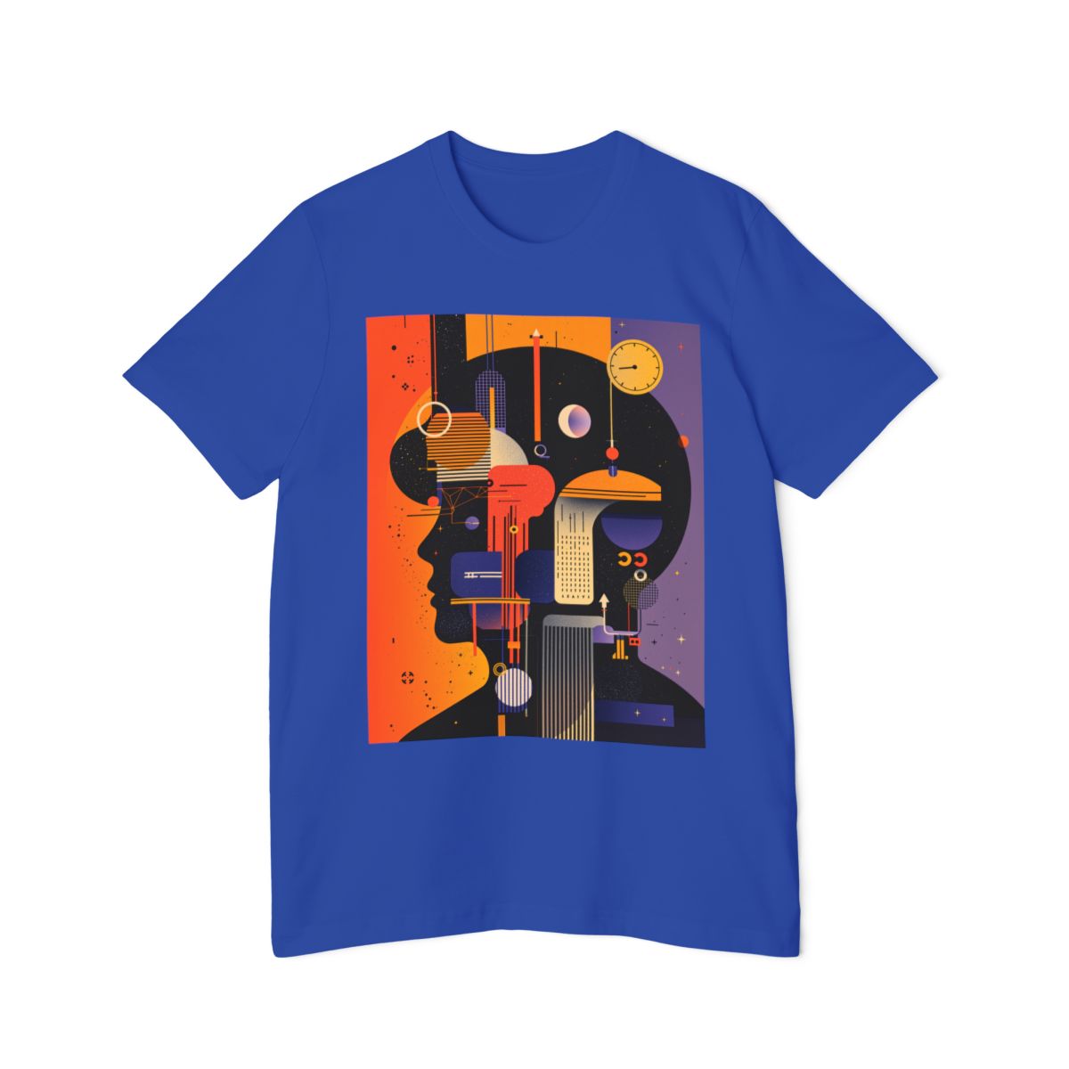 Color: True Royal | Size: XS | Product: Graphic Composition Artistic T-Shirt | Category: Unisex