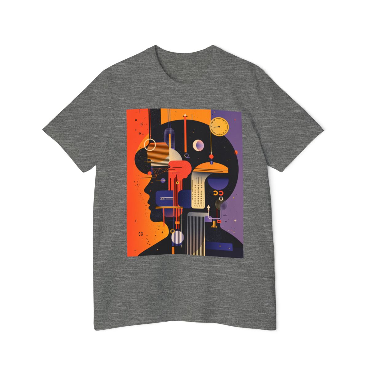 Color: Deep Heather | Size: XS | Product: Graphic Composition Artistic T-Shirt | Category: Unisex