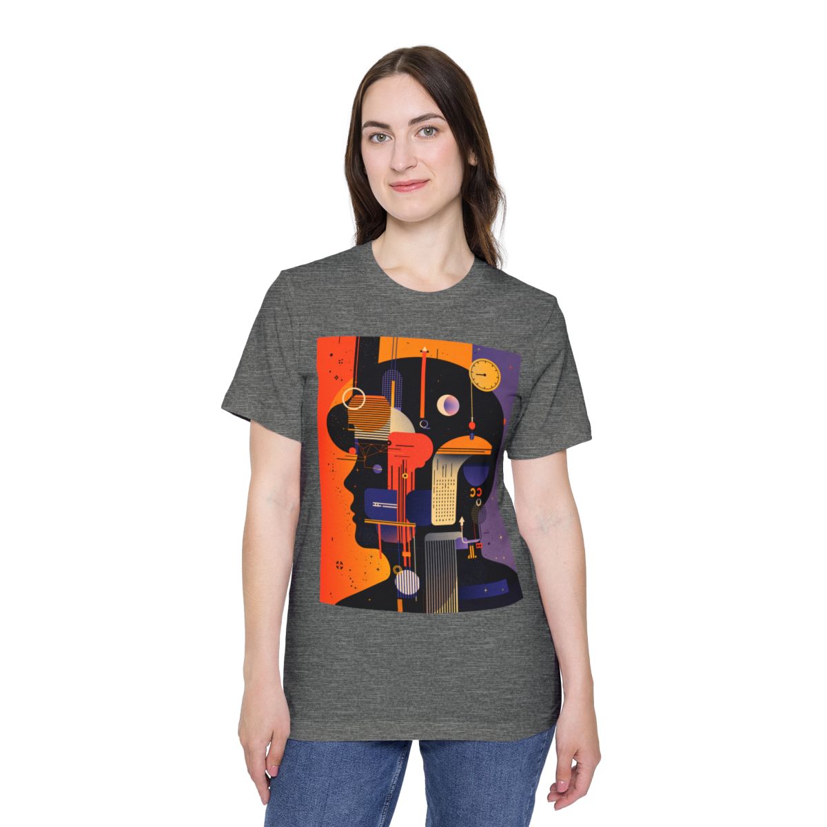 Color: Deep Heather | Size: XS | Product: Graphic Composition Artistic T-Shirt | Category: Unisex