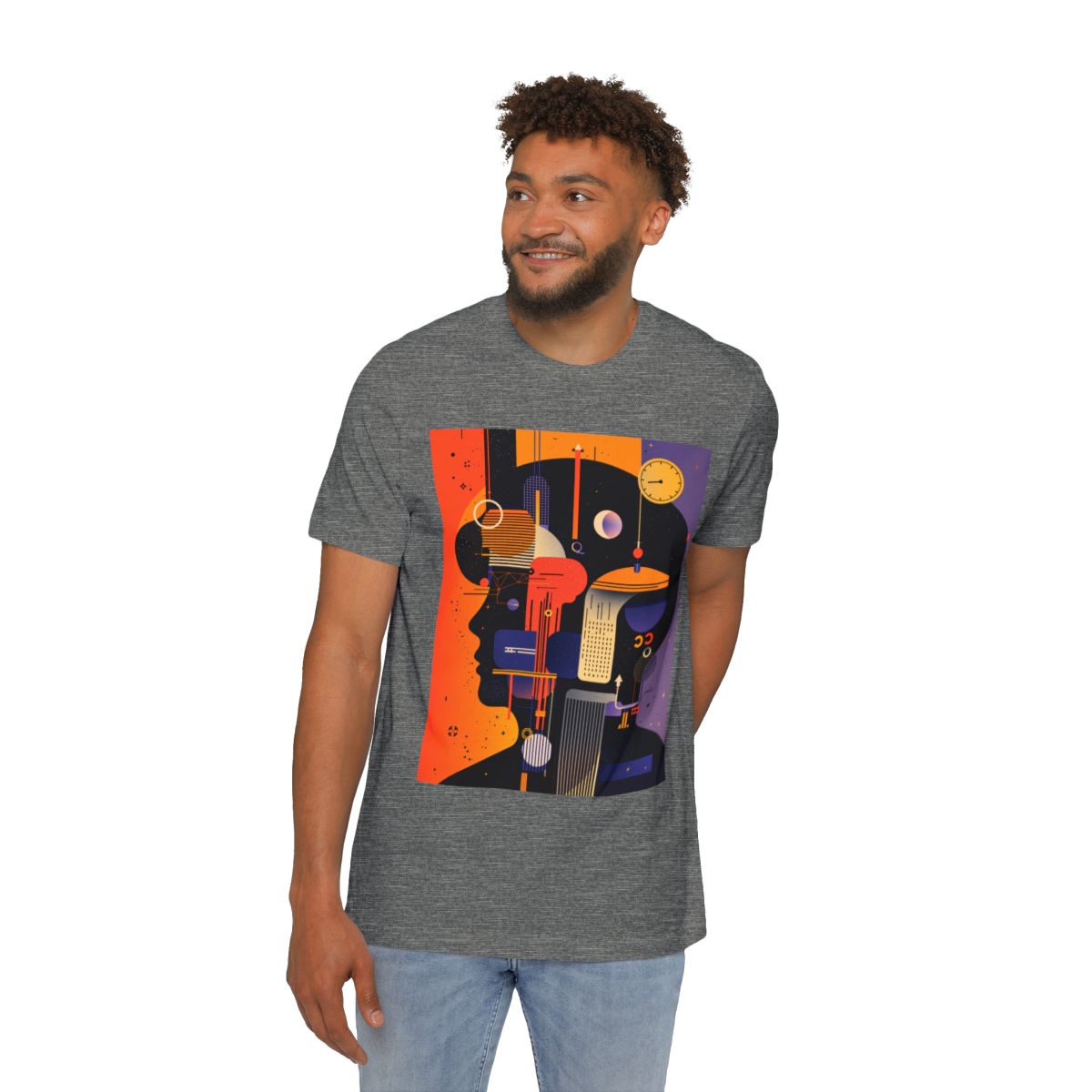 Color: Deep Heather | Size: XS | Product: Graphic Composition Artistic T-Shirt | Category: Unisex