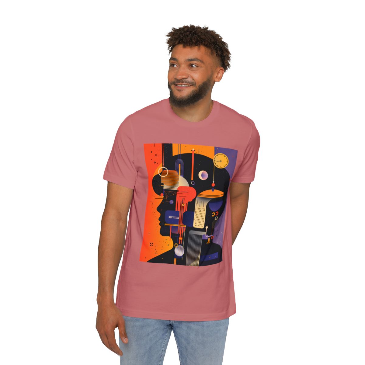 Color: Mauve | Size: XS | Product: Graphic Composition Artistic T-Shirt | Category: Unisex
