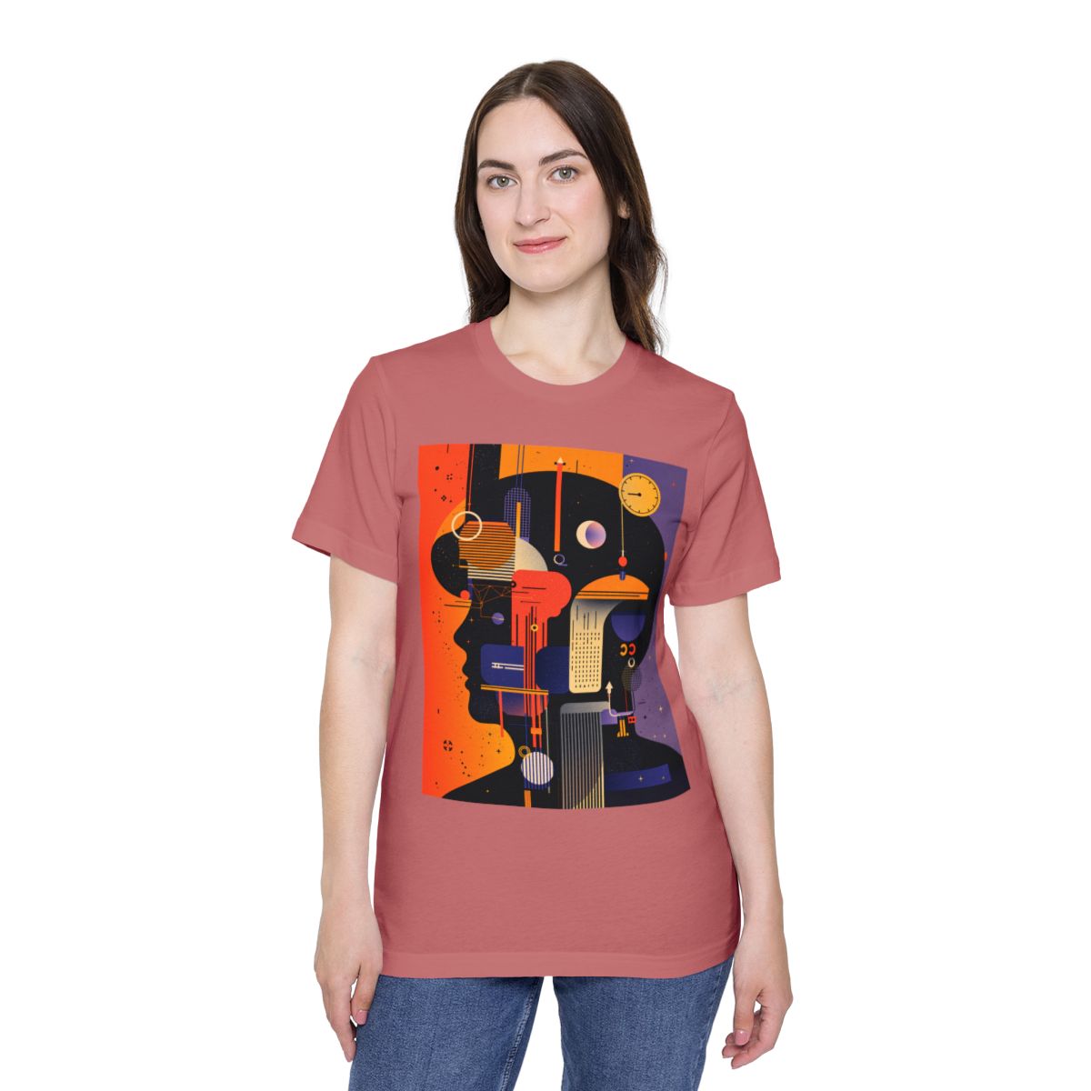 Color: Mauve | Size: XS | Product: Graphic Composition Artistic T-Shirt | Category: Unisex