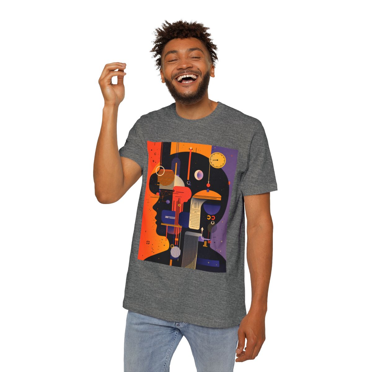 Color: Deep Heather | Size: XS | Product: Graphic Composition Artistic T-Shirt | Category: Unisex