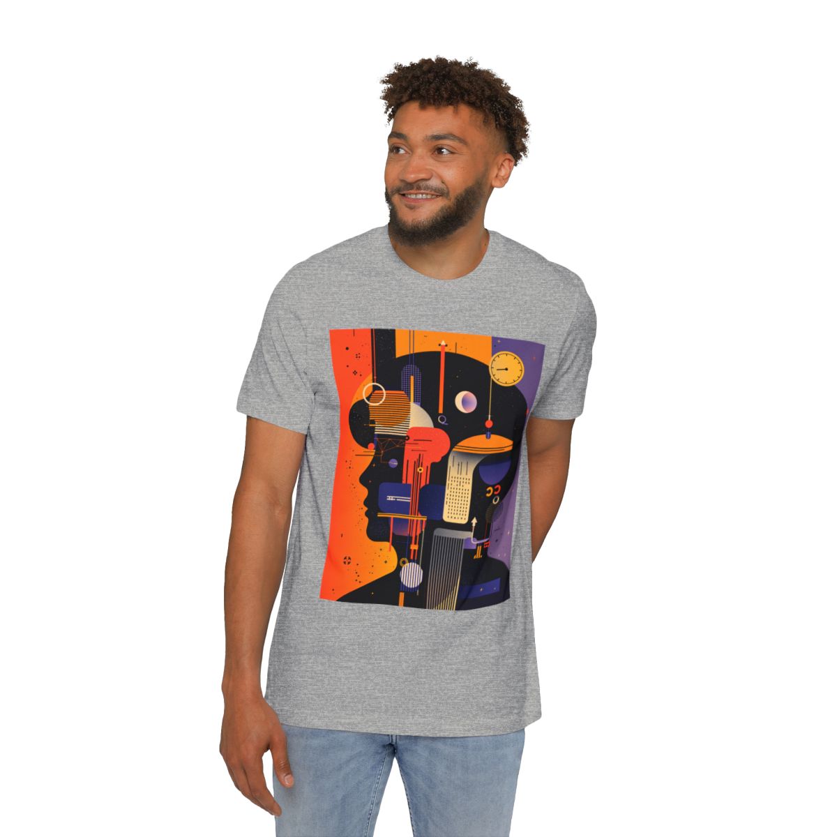 Color: Athletic Heather | Size: XS | Product: Graphic Composition Artistic T-Shirt | Category: Unisex