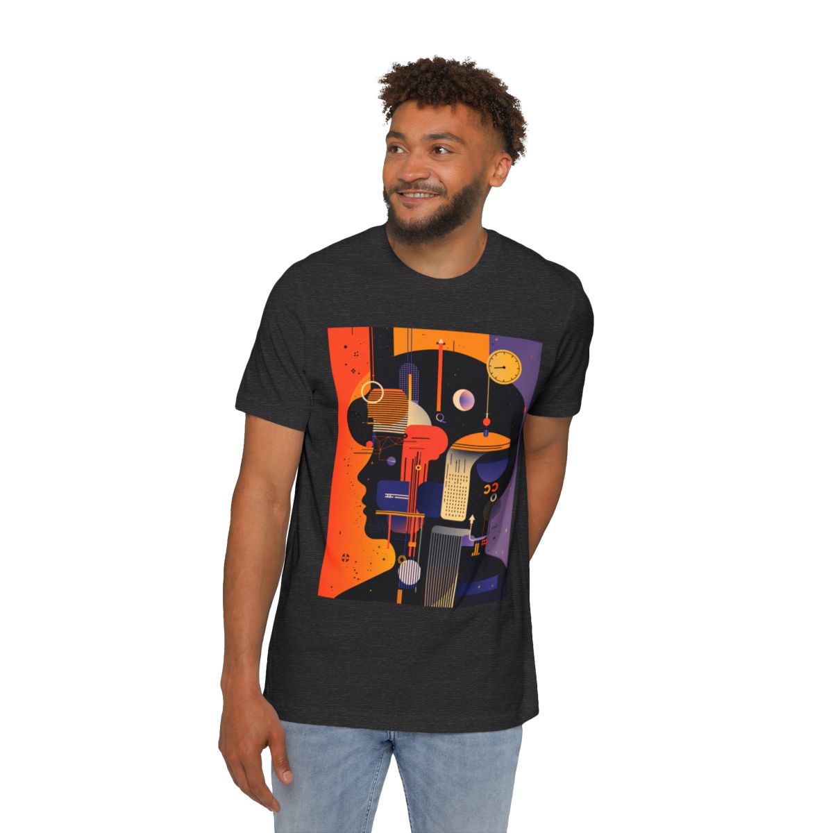 Color: Dark Grey Heather | Size: XS | Product: Graphic Composition Artistic T-Shirt | Category: Unisex