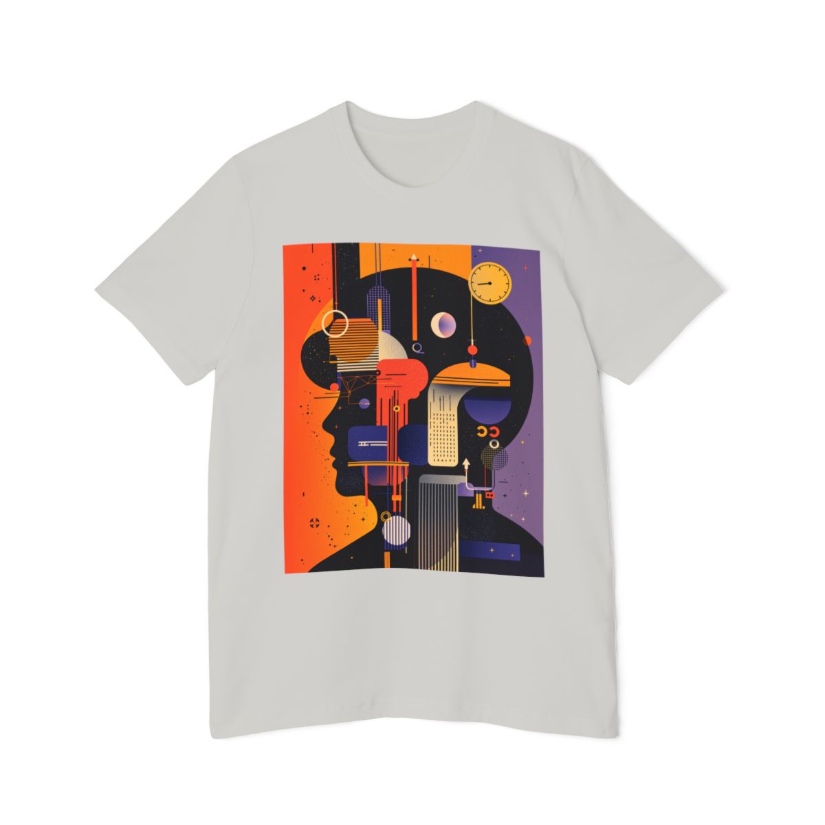 Color: Silver | Size: XS | Product: Graphic Composition Artistic T-Shirt | Category: Unisex