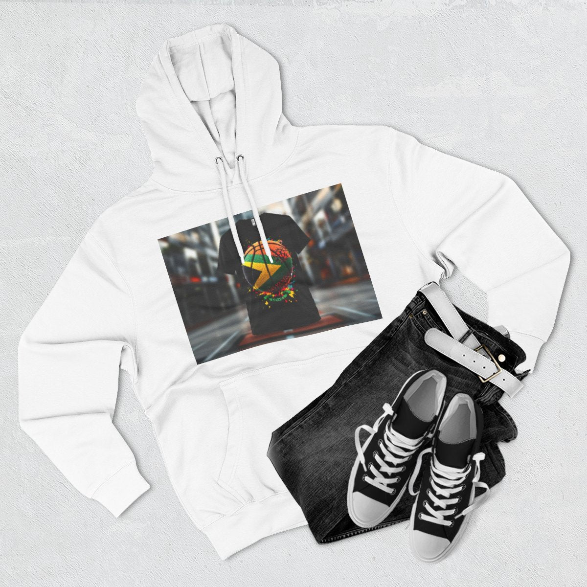 Color: White | Size: S | Product: Guyana Spirit Basketball Hoodie | Category: Unisex
