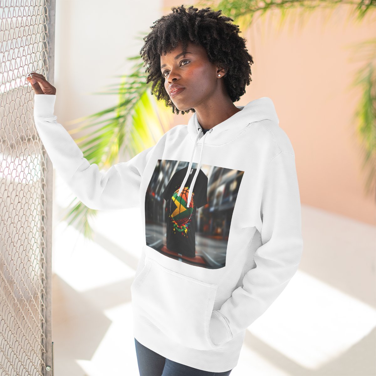 Color: White | Size: S | Product: Guyana Spirit Basketball Hoodie | Category: Unisex