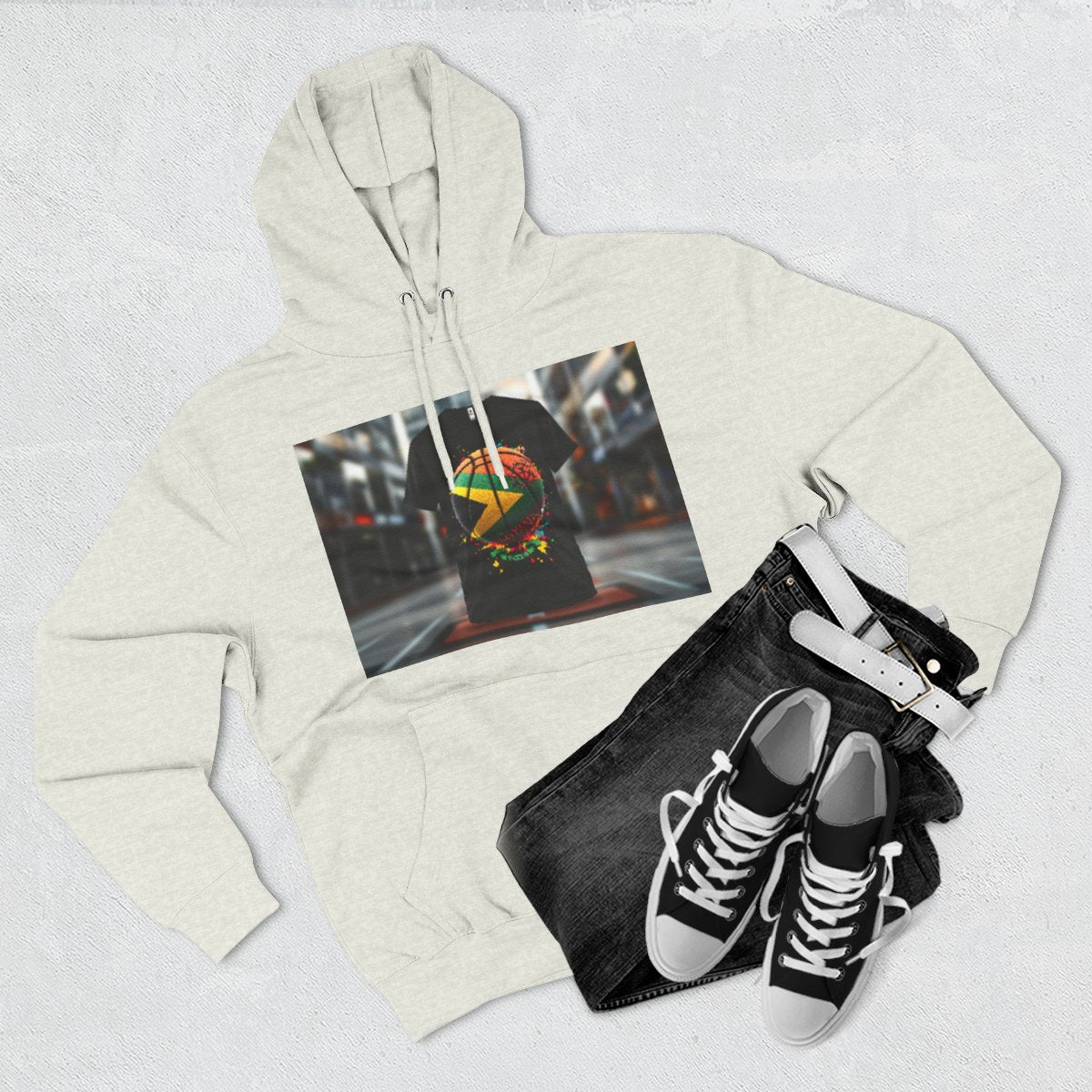 Color: Oatmeal Heather | Size: S | Product: Guyana Spirit Basketball Hoodie | Category: Unisex
