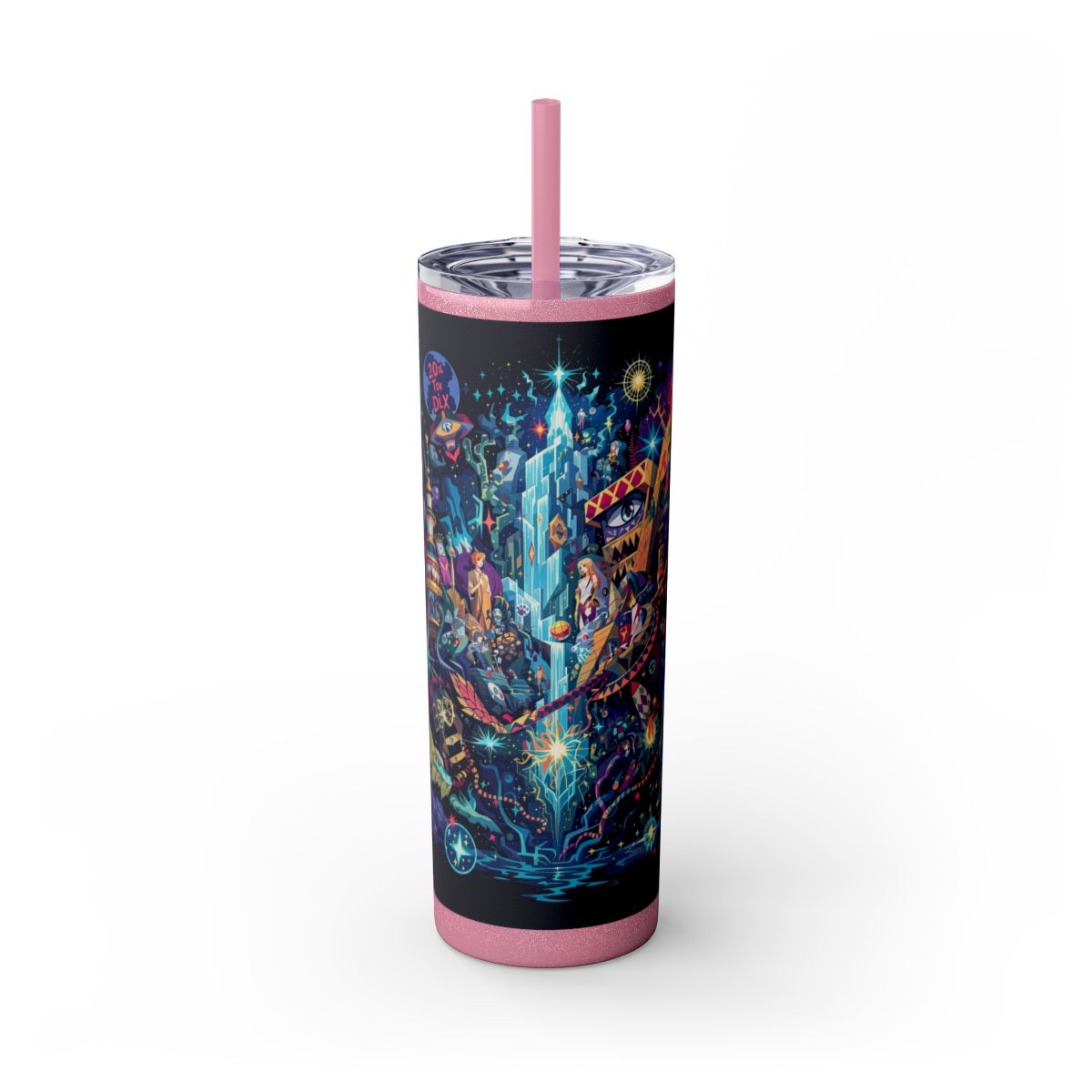 Color: Glitter Magic Pink | Size: 20oz | Product: Illustrated Photorealistic Fusion Tumbler | Category: Unisex