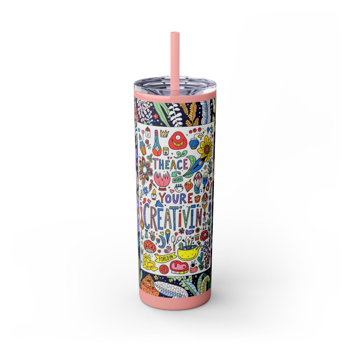 Color: Carnation Pink | Size: 20oz | Product: Illustrative Style Art Tumbler | Category: Unisex